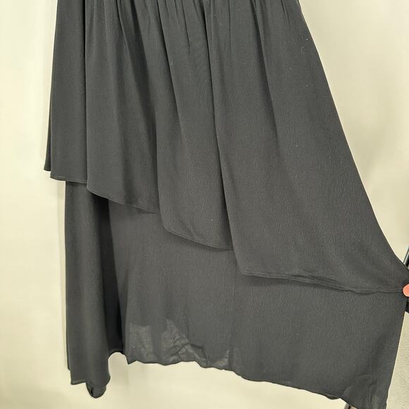 Chelsea28 Black Jewel Neck Sleeveless Tiered Asymmetric Midi Dress Womens XS - Picture 5 of 11